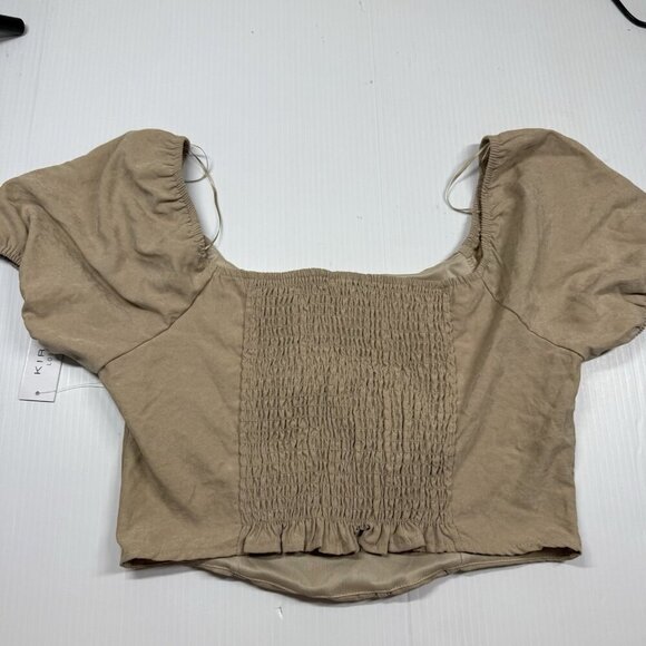 Kirious Crop Top Corset Style Tan Summer Festival Top size large - Picture 7 of 8